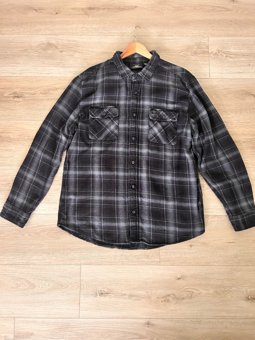 Harley-Davidson Black and Gray Plaid Button-Down Shirt